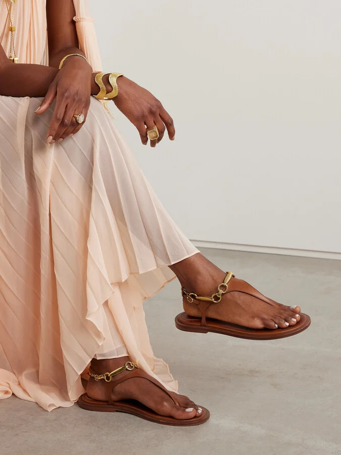 Zimmermann - Wild Embellished Leather Sandals - Metallic - Image 2