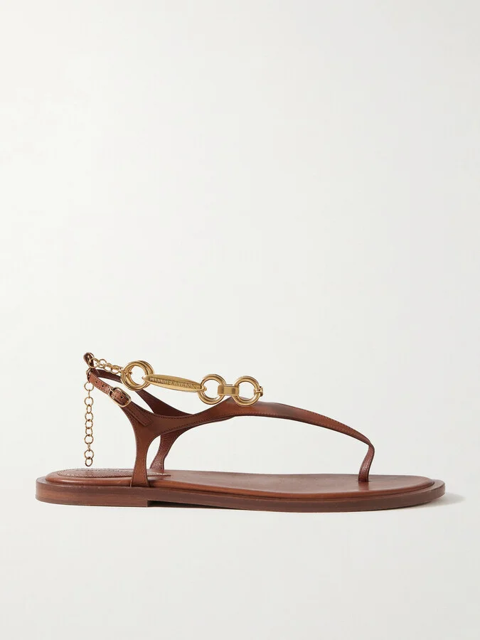 Zimmermann - Wild Embellished Leather Sandals - Metallic
