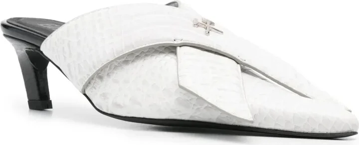 Zina 60mm croc-embossed mules - Image 2