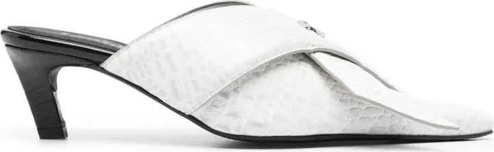 Zina 60mm croc-embossed mules