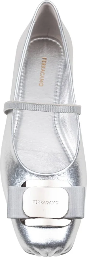 Zina Ballerina In Laminated Leather Color Silver - Image 4
