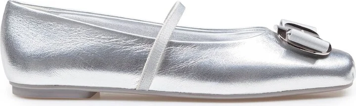 Zina Ballerina In Laminated Leather Color Silver