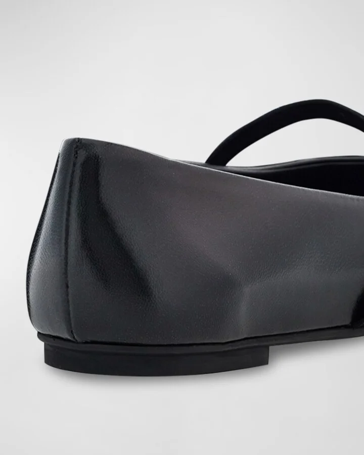 Zina Leather Bow Mary Jane Ballerina Flats - Image 3