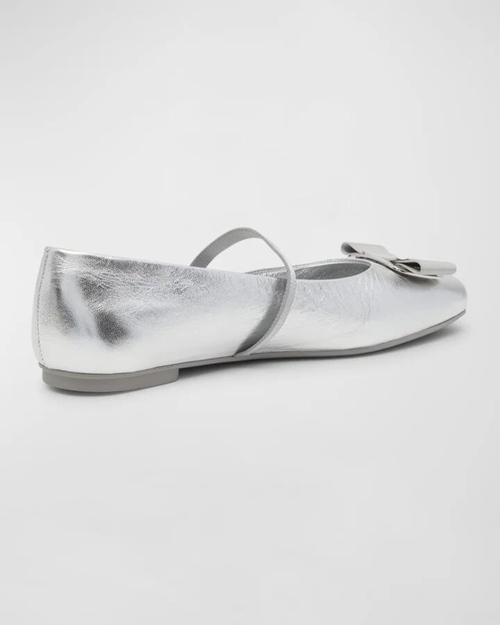 Zina Metallic Bow Mary Jane Ballerina Flats - Image 3
