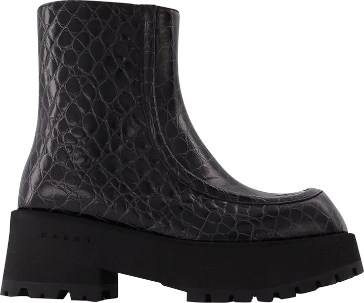 Zip Booties in Black Leather