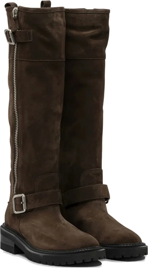 Zip-Buckle Suede Boots - Image 2