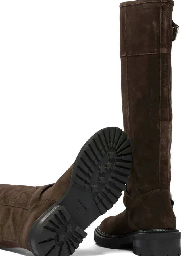 Zip-Buckle Suede Boots - Image 5