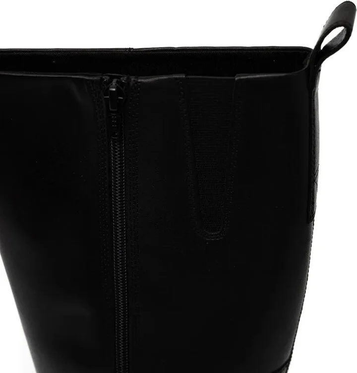 Zip-Detail Block-Heel Knee-High Boots - Image 4