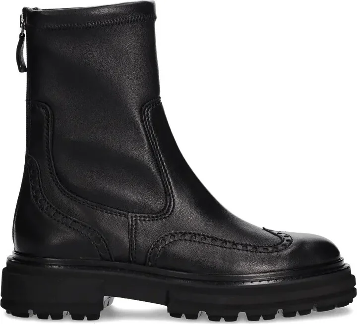 Zip-Detail Brogue Ankle Boots