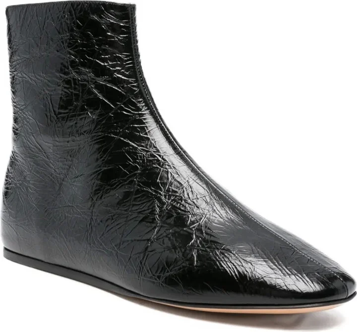 Zip-Detail Flat Ankle Boots - Image 2