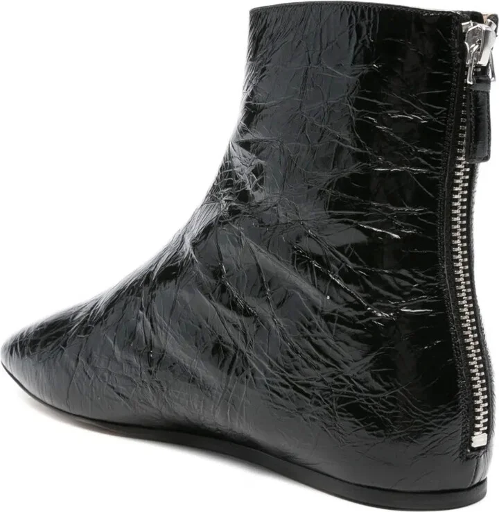 Zip-Detail Flat Ankle Boots - Image 3
