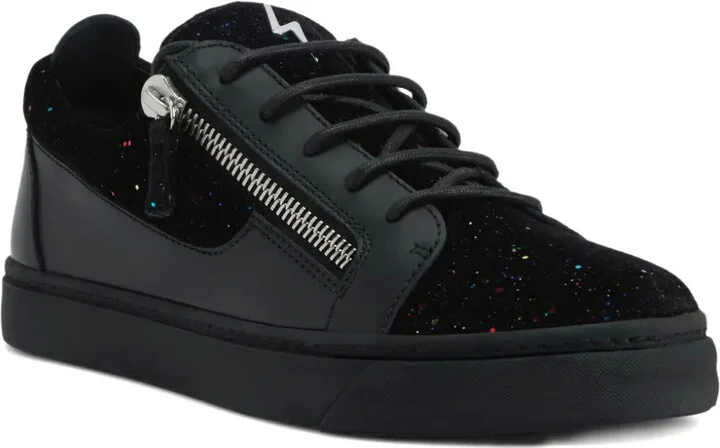 Zip-Detail Glitter Low-Top Sneakers - Image 2