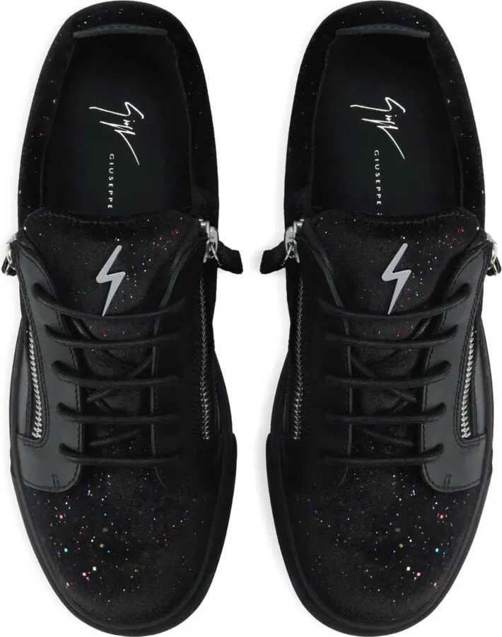 Zip-Detail Glitter Low-Top Sneakers - Image 4