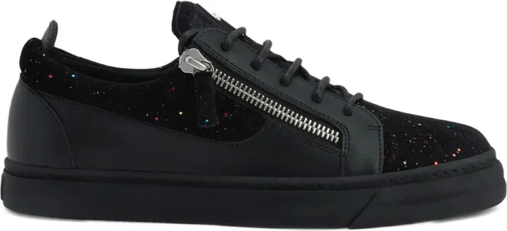 Zip-Detail Glitter Low-Top Sneakers - Image 5