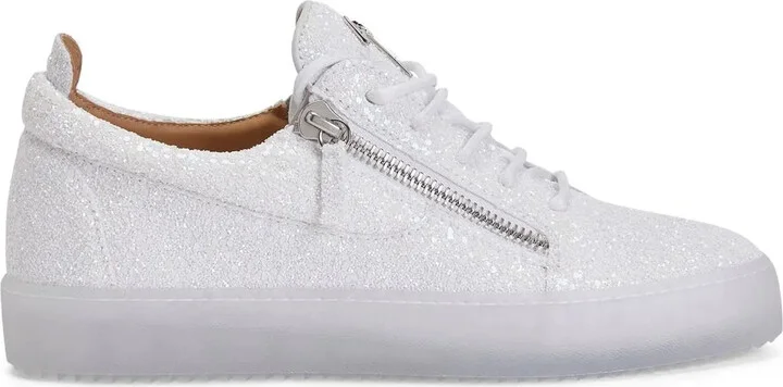 Zip-Detail Glitter Sneakers