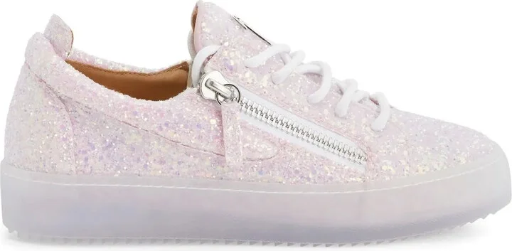Zip-Detail Glitter Trainers