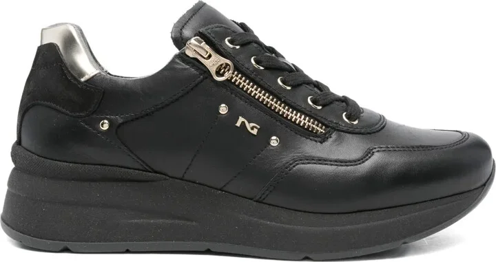 Zip-Detail Lace-Up Sneakers