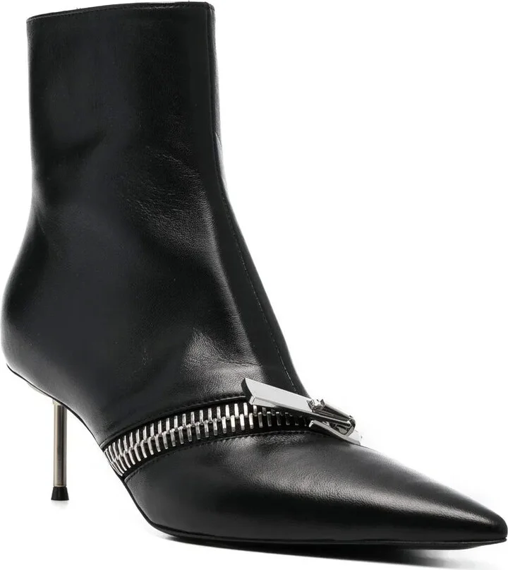 Zip-Detail Leather Ankle Boots - Image 2