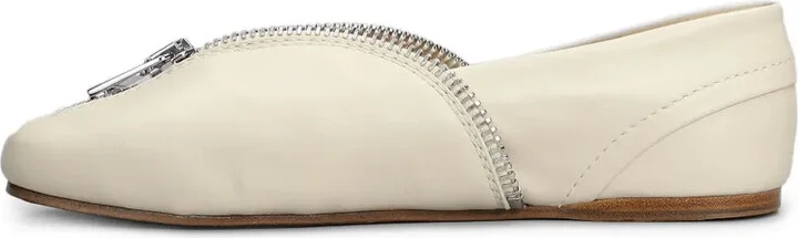 Zip-Detail Leather Ballerina Shoes - Image 3
