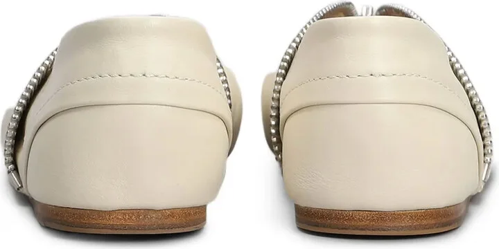Zip-Detail Leather Ballerina Shoes - Image 4
