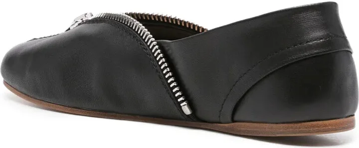 Zip-Detail Leather Ballet Flats - Image 3