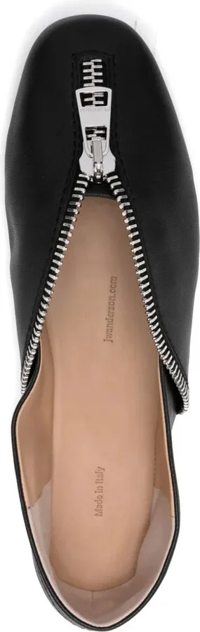 Zip-Detail Leather Ballet Flats - Image 4