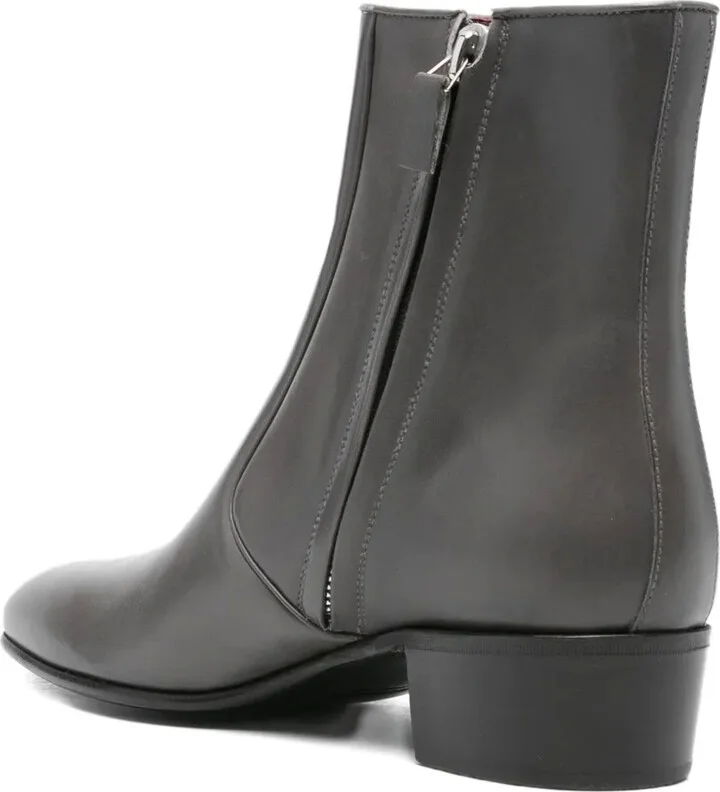 Zip-Detail Leather Boots - Image 3