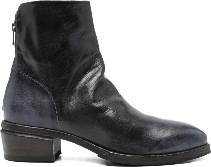 Zip-Detail Leather Boots