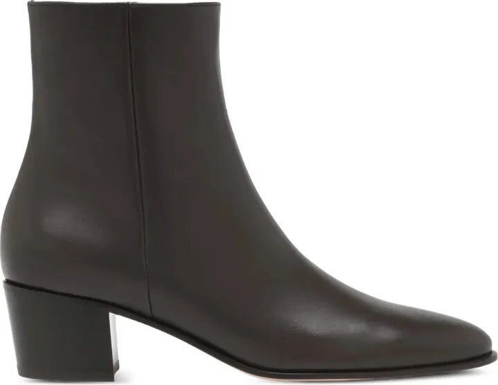 Zip-Detail Leather Boots