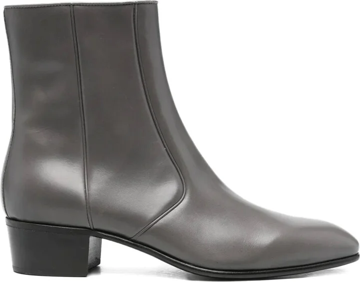 Zip-Detail Leather Boots