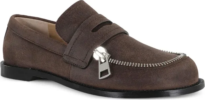 Zip-Detail Leather Loafers - Image 2