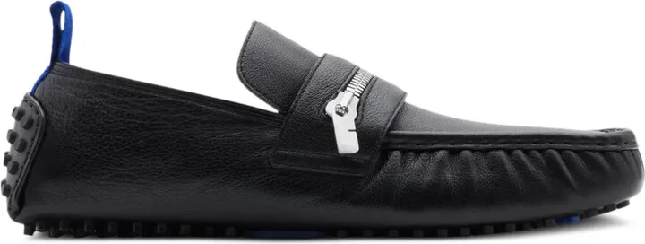 Zip-Detail Leather Loafers