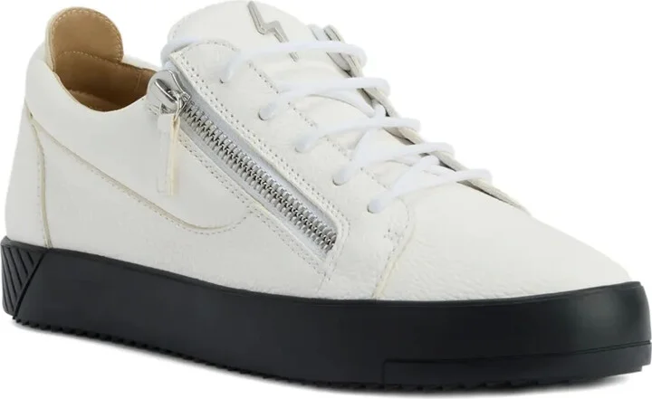 Zip-Detail Leather Low-Top Sneakers - Image 2