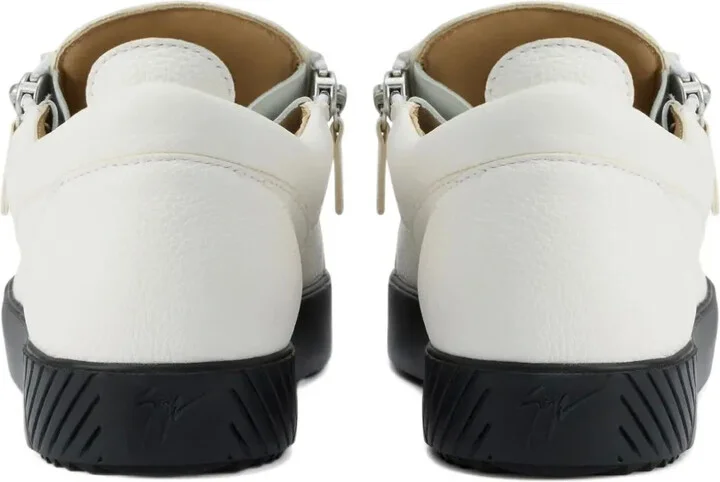 Zip-Detail Leather Low-Top Sneakers - Image 3