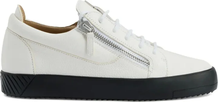 Zip-Detail Leather Low-Top Sneakers - Image 5