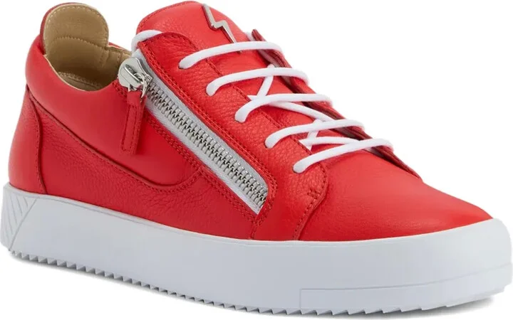 Zip-Detail Leather Low-Top Sneakers - Image 2