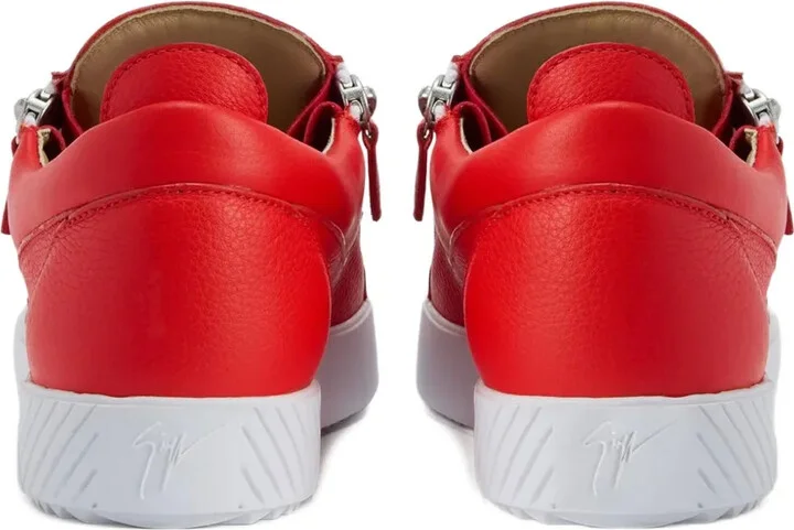 Zip-Detail Leather Low-Top Sneakers - Image 3