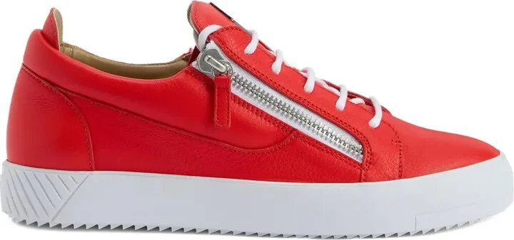 Zip-Detail Leather Low-Top Sneakers - Image 5