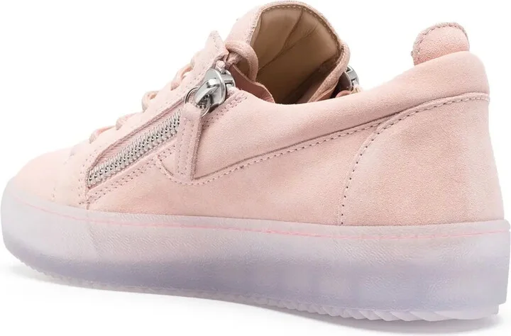 Zip-Detail Leather Low-Top Sneakers - Image 3