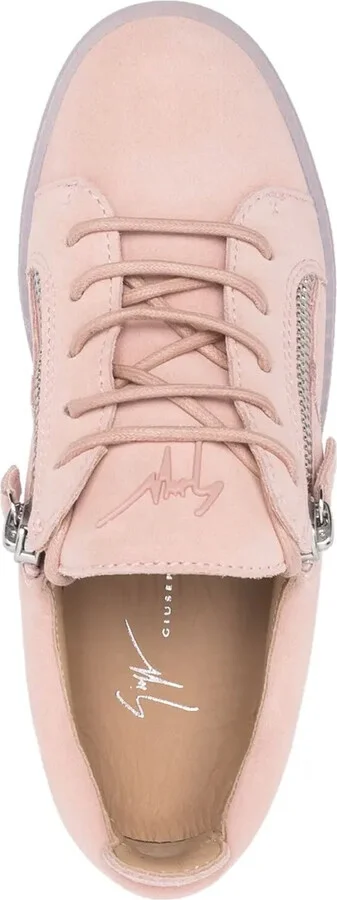 Zip-Detail Leather Low-Top Sneakers - Image 4