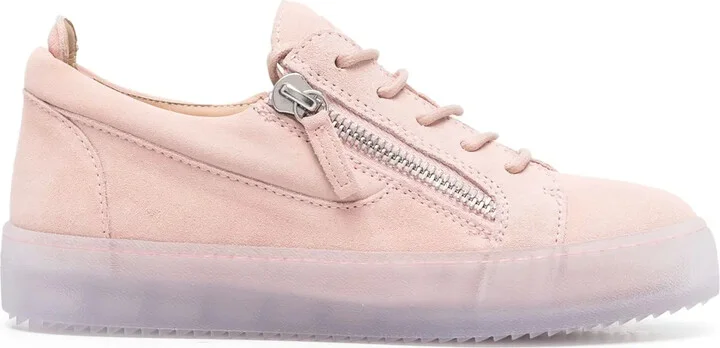 Zip-Detail Leather Low-Top Sneakers