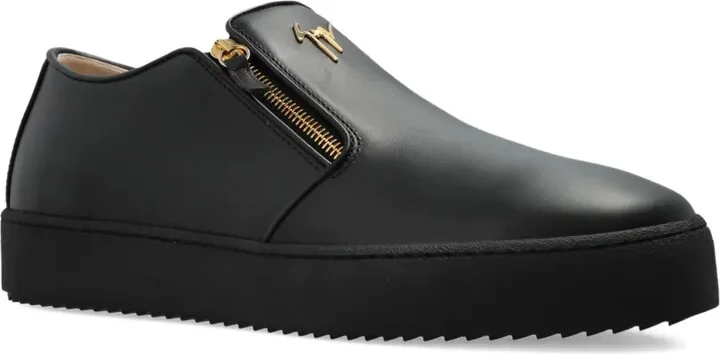 Zip-Detail Leather Sneakers - Image 2