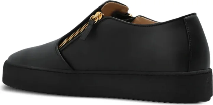 Zip-Detail Leather Sneakers - Image 3
