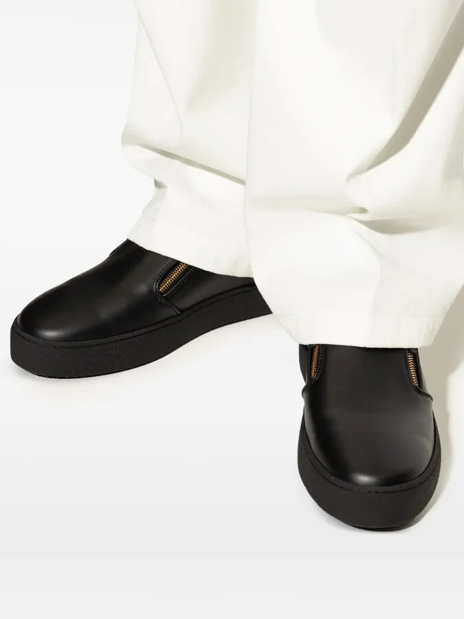 Zip-Detail Leather Sneakers - Image 4