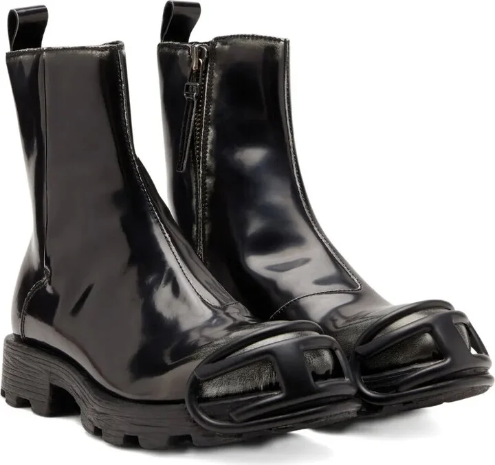 Zip-Detail Oval-Plaque Boots - Image 2