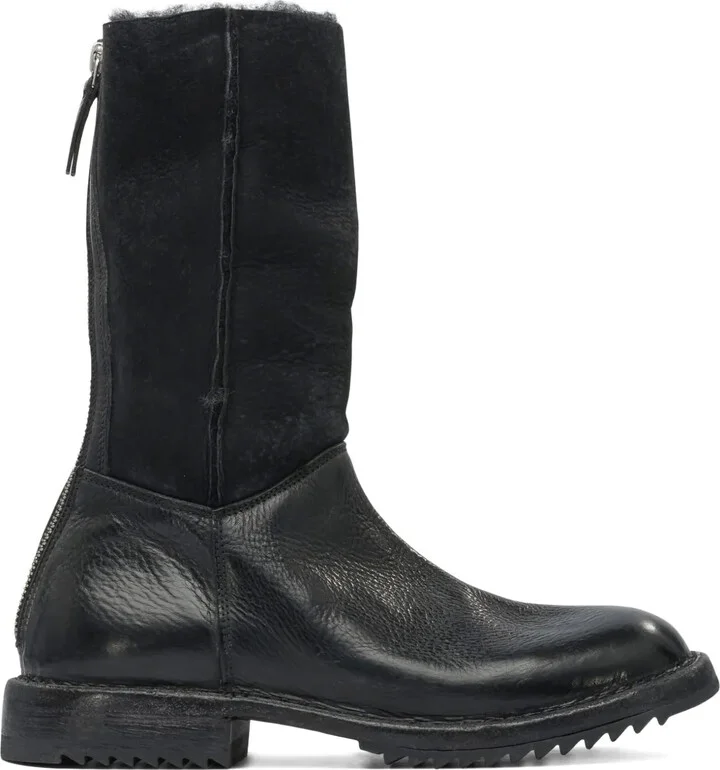 Zip-Detail Shearling-Trim Boots