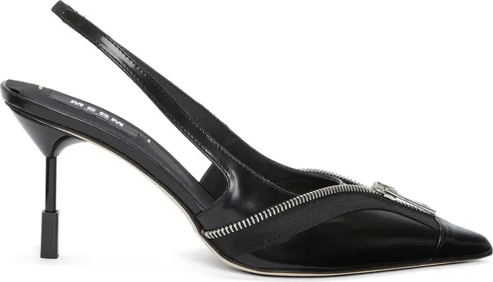 Zip-Detail Slingback Pumps