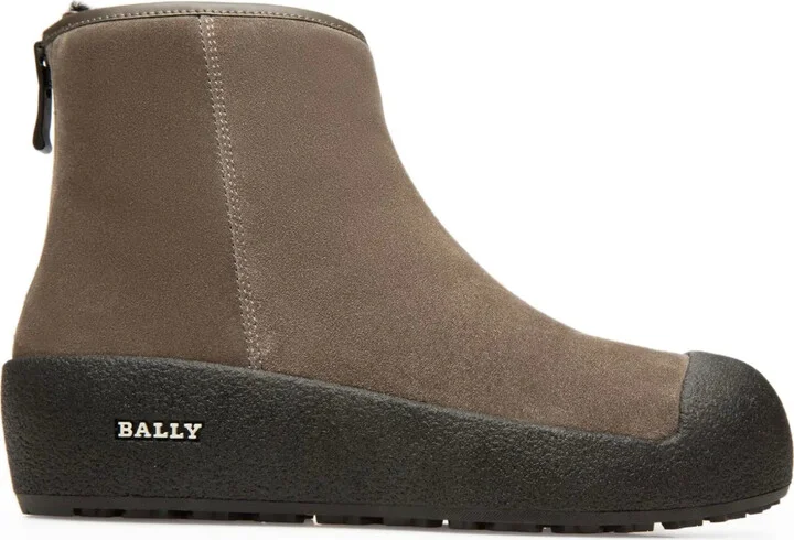 Zip-Detail Suede Boots