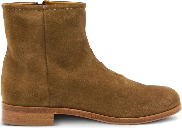 Zip-Detail Suede Boots