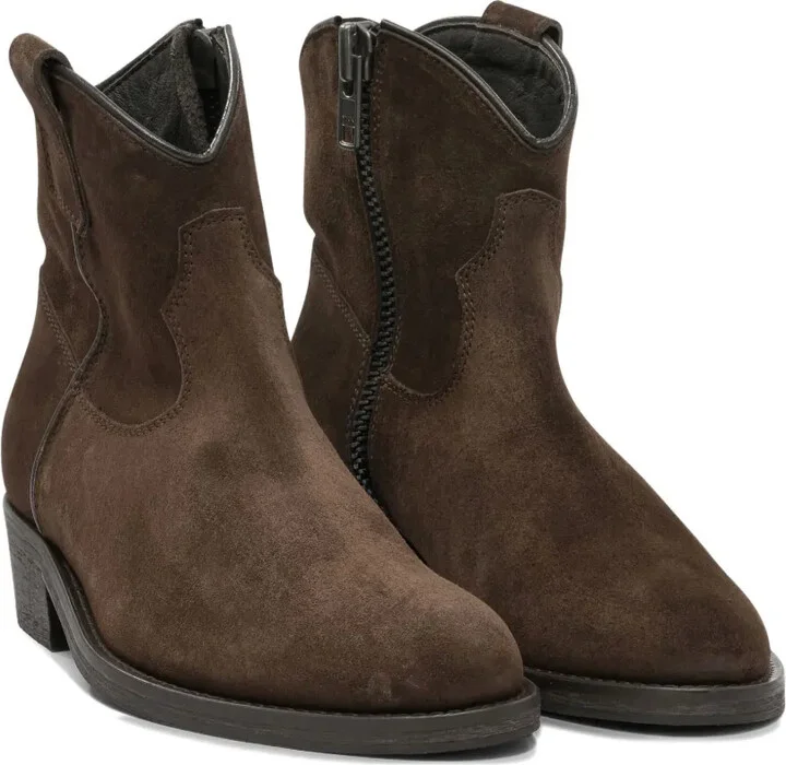 Zip-Detail Suede Cowboy Boots - Image 2